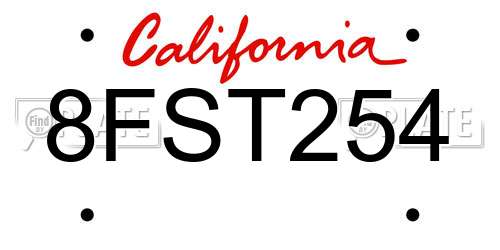 8FST254 California License Plate