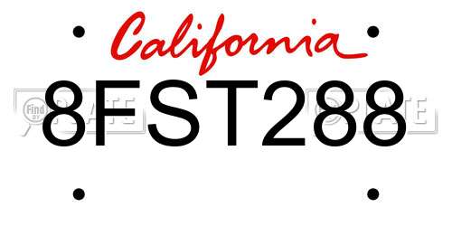 8FST288 California License Plate