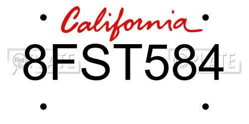 8FST584 California License Plate