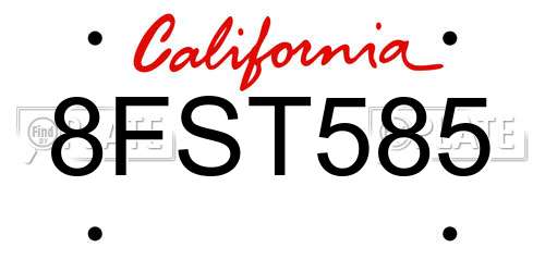 8FST585 California License Plate