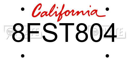 8FST804 California License Plate