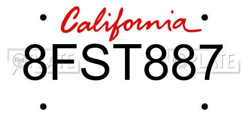 8FST887 California License Plate