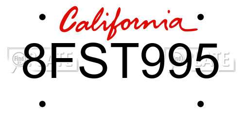8FST995 California License Plate
