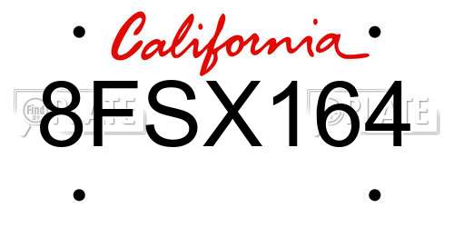 8FSX164 California License Plate