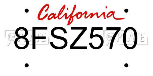 8FSZ570 California License Plate