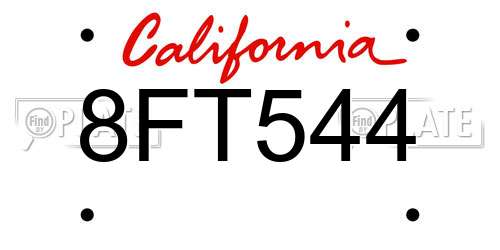 8FT544 California License Plate