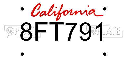 8FT791 California License Plate