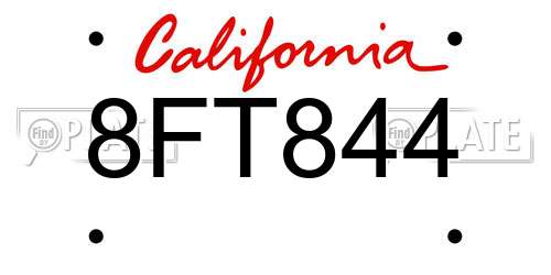 8FT844 California License Plate