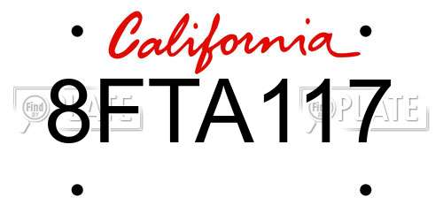 8FTA117 California License Plate