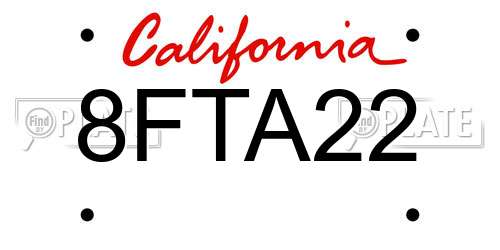 8FTA22 California License Plate