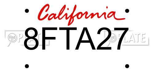 8FTA27 California License Plate