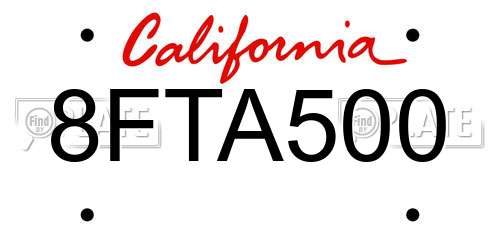 8FTA500 California License Plate