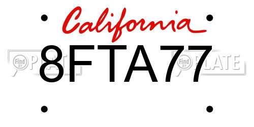 8FTA77 California License Plate