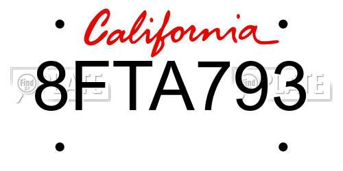 8FTA793 California License Plate