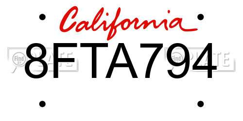 8FTA794 California License Plate