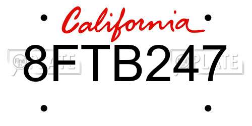 8FTB247 California License Plate