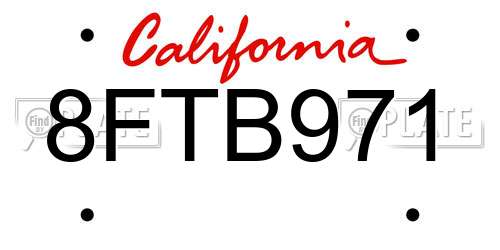 8FTB971 California License Plate