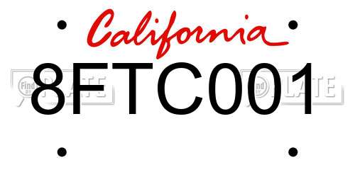 8FTC001 California License Plate