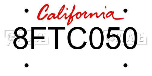 8FTC050 California License Plate