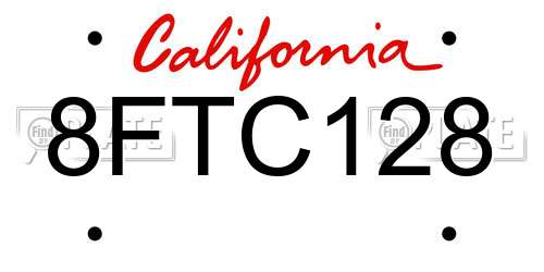 8FTC128 California License Plate