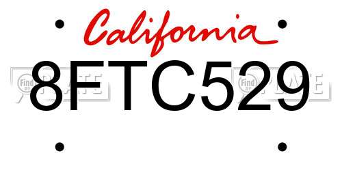 8FTC529 California License Plate