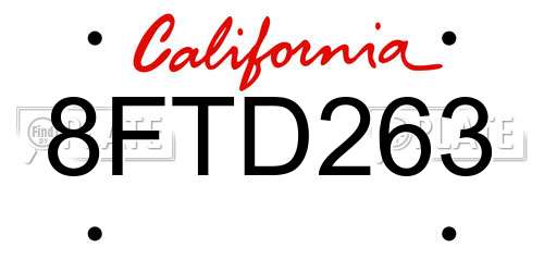 8FTD263 California License Plate