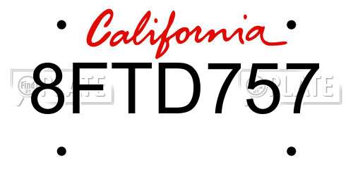 8FTD757 California License Plate