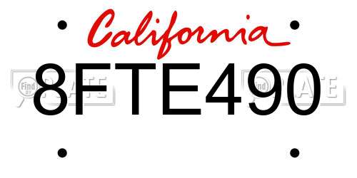 8FTE490 California License Plate