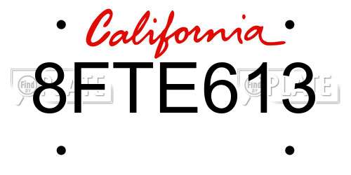 8FTE613 California License Plate
