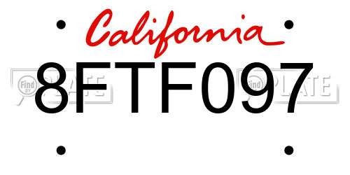 8FTF097 California License Plate
