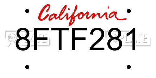 8FTF281 California License Plate