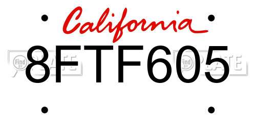 8FTF605 California License Plate