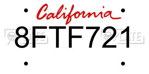 8FTF721 California License Plate