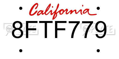 8FTF779 California License Plate