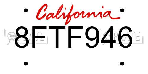 8FTF946 California License Plate