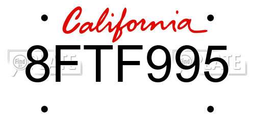 8FTF995 California License Plate