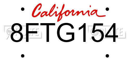 8FTG154 California License Plate