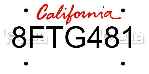 8FTG481 California License Plate