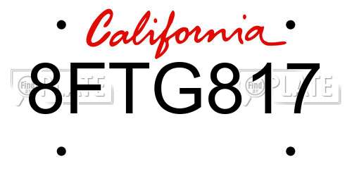 8FTG817 California License Plate