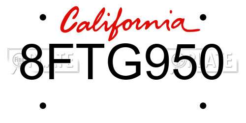 8FTG950 California License Plate