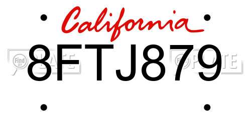 8FTJ879 California License Plate