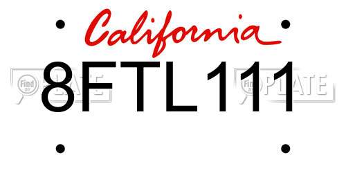 8FTL111 California License Plate