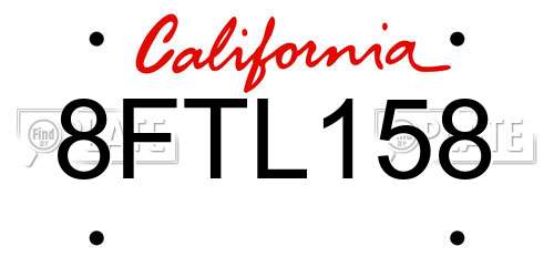 8FTL158 California License Plate
