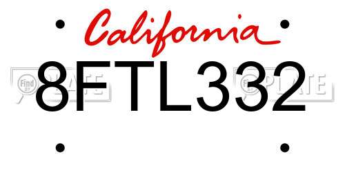 8FTL332 California License Plate