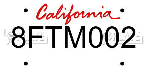 8FTM002 California License Plate