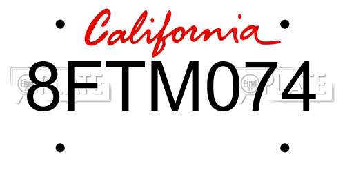 8FTM074 California License Plate