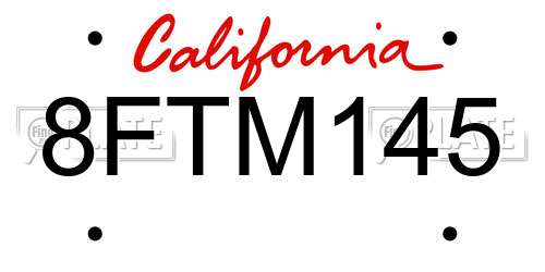 8FTM145 California License Plate
