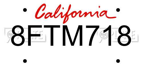 8FTM718 California License Plate