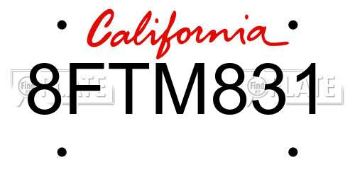8FTM831 California License Plate