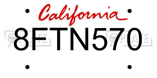 8FTN570 California License Plate